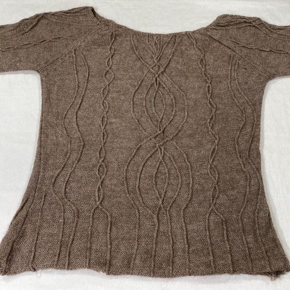 Free People Alpaca Blend Mink Scoop Neck Knit Sweater Pullover Size L - Picture 8 of 11